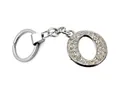 Silver alloy letter O keychain with sparkling rhinestones for bags and accessories - Silver O
