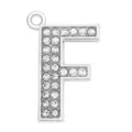 35mm Silver alloy letter F pendant charm with pavé rhinestones for DIY jewelry keychain - Letter F (35MM Chrome Drill Alphabet Pendant)