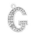 35mm silver alloy rhinestone letter G alphabet pendant charm for DIY keychain and crafts - Letter G (35MM Chrome Drill Alphabet Pendant)