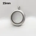 25mm round stainless steel frosted glass locket pendant necklace in silver finish - Frosted Pendant Only (Without Chain) / 25mm (Outer Diameter) / Steel