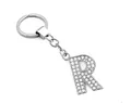 Shiny silver letter R keychain with sparkling rhinestones for bags and accessories - Silver R