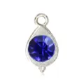 Silver alloy teardrop pendant featuring a sapphire blue birthstone for DIY jewelry making - Regular Fit / Sapphire Blue