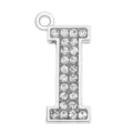 35mm silver alloy pendant letter I with sparkling rhinestones for DIY keychain bags decoration - Letter I (35MM Chrome Drill Alphabet Pendant)