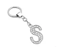 Professional silver alloy keychain featuring a sparkling rhinestone encrusted letter S - Silver S-Shape