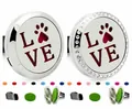Clip de aromaterapia para coche de 30 mm en acero con diseño de LOVE y huella animal - Tapa Lisa - Clip Móvil / 30mm Acero Inoxidable / LOVE (221)