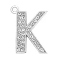 Alloy alphabet letter K pendant charm fully encrusted with sparkling rhinestones - Letter K (35MM Chrome Drill Alphabet Pendant)