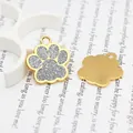 Eleganter vergoldeter Hundepfoten-Anhänger mit silbernem Glitzereffekt für DIY-Schmuck - Gold-Basis-Stil (HC551) / Silber