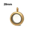 20mm golden frosted stainless steel circular glass locket pendant necklace charm - Frosted Pendant Only (Without Chain) / 20mm (Outer Diameter) / Gold
