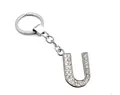Personalized silver alloy keychain featuring a sparkling rhinestone-encrusted letter U pendant - Silver U