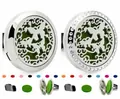 Juego de clips difusores de aromaterapia para coche de metal plateado de 30 mm con almohadillas - Tapa Lisa - Clip Móvil / 30mm Acero Inoxidable / Diseño Floral Calado (222)