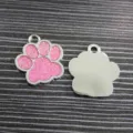 Pfoten-Metallanhänger für Haustiere mit rosa Glitzer für DIY-Schmuck - Chrom-Basis-Stil / 25*27mm / Rosa