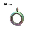 Sparkling rainbow glitter round 20mm stainless steel locket pendant with glass window - Frosted Pendant Only (Without Chain) / 20mm (Outer Diameter) / Rainbow