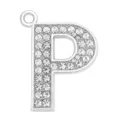 Silver 35mm alloy initial letter P pendant charm with sparkling clear rhinestones for DIY - Letter P (35MM Chrome Drill Alphabet Pendant)