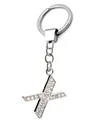 Elegant silver alloy letter X keychain featuring sparkling rhinestone crystal pendant - Silver X