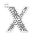Stunning 35mm silver-toned rhinestone alphabet letter X pendant for DIY keychain jewelry crafts - Letter X (35MM Chrome Drill Alphabet Pendant)