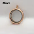 30mm round frosted rose gold stainless steel glass locket pendant charm for necklaces - Frosted Pendant Only (Without Chain) / 30mm (Outer Diameter) / Rose Gold