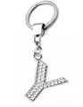Sparkling crystal rhinestone letter Y keychain with silver alloy alphabet pendant - Silver Y
