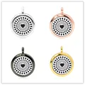 25mm Aromatherapie Diffusor Medaillons in vier verschiedenen Metallfarben mit Herzmuster - Herz in der Mitte Stil (041) / 25mm Einzelanhänger (Mit 10 Wattepads) / Vier Farben Verfügbar