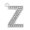 Silver alloy letter Z pendant charm with sparkly rhinestones for DIY jewelry making - Letter Z (35MM Chrome Drill Alphabet Pendant)