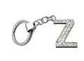 Silver alloy keychain with sparkling rhinestone-encrusted letter Z alphabet pendant - Silver Z
