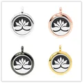 25mm Lotus Ätherisches Öl Diffusor Medaillon Anhänger in vier Metallfarben Silber und Gold - Lotus / 25mm / Chrom