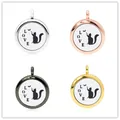 25mm Aromatherapie-Diffusor-Anhänger in vier Farben mit Katzen- und LOVE-Design - Katze und LOVE / 25mm / Chrom