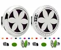 Set de medallón de aromaterapia para coche de 30mm con almohadillas de fieltro - Tapa Lisa - Clip Móvil / 30mm Aleación / Flor Calada (241)