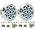 Set de clips de aromaterapia para coche de 30 mm con almohadillas de fieltro de colores - Tapa Lisa - Clip Móvil / 30mm Aleación / Patrón de Mandala (242)