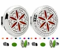 Clip de aromaterapia para coche de 30mm con diseño de flores y almohadillas de fieltro - Tapa Magnética Lisa (Clip Móvil) / 30mm Aleación / Calado simple (246)