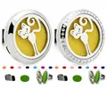 Clip de aroma para coche 30mm gato plata con pedrería y almohadillas de fieltro de colores - Tapa Lisa - Clip Móvil / 30mm Aleación / Silueta de Gato (250)