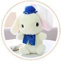 Weicher weißer Plüsch-Weihnachtshase mit intelligenter Stimme und blauem Zubehör-Set - 30cm All-Round Version / Cremegelb Mütze und Schal