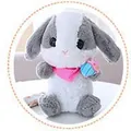 Weiches Plüsch-Langohr-Hasenspielzeug-Variante mit rosa Schal und blauem Cupcake-Zubehör - 30cm All-Round Version / Grauweiß mit Kuchen