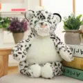 Süßer Plüsch-Schneeleopard-Rucksack mit weichen schwarzen Flecken und blauen Augen - 40CM / Weiß Leopard