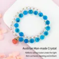 Elegant double-layer blue crystal beaded bracelet with red peach charm for women - Double Layer Heart Style / Blue