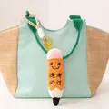 Süßer Plüsch-Bleistift-Taschenanhänger mit lächelndem Gesicht und chinesischer Stickerei. - Prüfungserfolg Bleistift Anhänger / 15cm / Orange