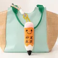 Cute orange pencil plush keychain with smiling face and Chinese character embroidery - Brilliant Writing Pencil Pendant