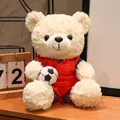 Simpatico orsetto di peluche da calcio color crema con maglia rossa e palla - Orso Bianco Strisce Rosso Verdi (Portogallo)