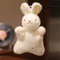 Adorable marioneta de dedo de conejo de peluche crema con lunares de colores para bebés - Conejito Blanco