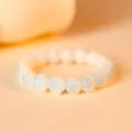 Handcrafted cat paw shaped white Bodhi root bead bracelet with elegant soft blue accents - All Cat Paws / Forget-me-not Blue All Paws