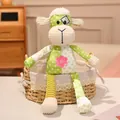 Soft patchwork plush sheep toy with green polka dots and pink flower accent for kids - Lamb / 30cm