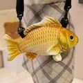 Funny 3D simulation goldfish plush crossbody bag featuring realistic scale texture details - Yellow Carp Bag / 30 cm