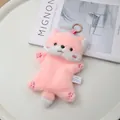 Cute pink plush animal keychain charm with gold ring - Puppy Theme / 28cm (Includes Heat Pack)
