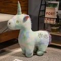Cute standing rainbow tie-dye unicorn plush toy for kids and girls gift decoration - Unicorn / 40 cm / Green