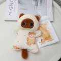 Cute plush animal doll keychain pendant and fuzzy hand warmer pouch with heat pack - Siamese Cat / 28cm (Includes Heat Pack)