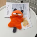 Cute orange plush cat keychain and hand warmer bag charm shown on white table decoration - Grumpy Cat / 28cm (Includes Heat Pack)