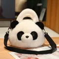 Simpatica borsa a tracolla a forma di panda in peluche bianca e nera per regali - Borsa a tracolla / 26x26cm / Bianco