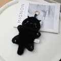 Cute black plush cat keychain with soft faux fur and blue eyes for bags - Black Cat / 28cm (Includes Heat Pack)