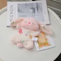 Cute pink plush rabbit hand warmer toy with colorful cartoon pattern print and heat pack - Rabbit / 28cm (Includes Heat Pack)