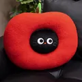 Cute apple-shaped plush pillow with black cat face in vibrant red color - Removable Cat Head / Red