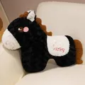 Süßes Plüschpferd-Kissen in Schwarz und Weiß mit roter Lucky-Stickerei für das Sofa - Handwärmer-Stil / 40x55cm / Schwarz
